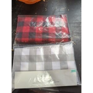 The Peanutshell Buffalo Plaid 2Pac Microfiber Crib Sheets Red/Black Gray/White